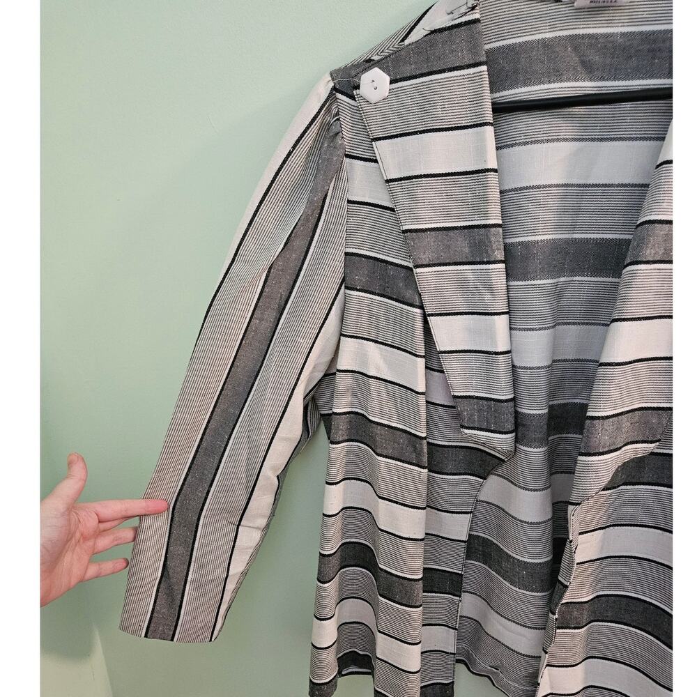 Vintage Manhattan Plaza 80s Grey Striped Open Jac… - image 4